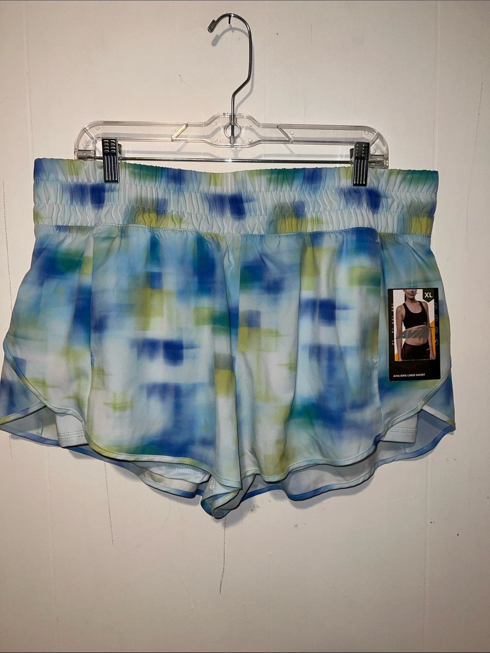 Avia Women's Blue & Green Tie-Dye Athletic Biker Shorts NWT Size XL 0918261